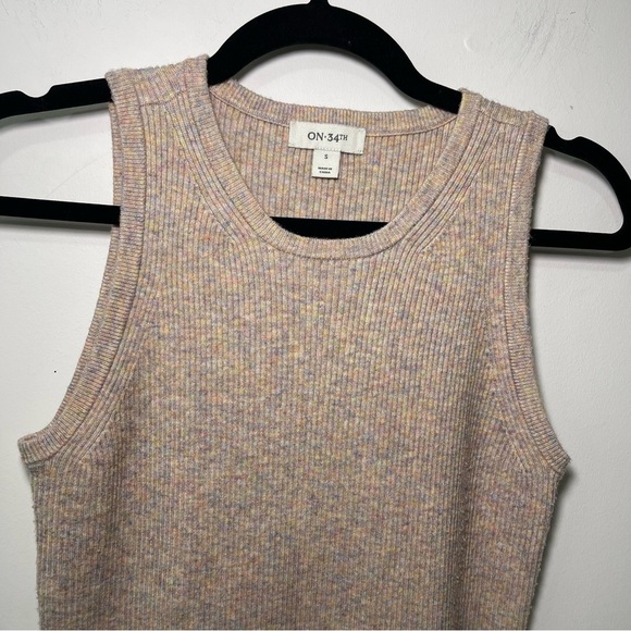 ON 34th Women’s Ribbed Knit Midi Sweater Dress Beige Multicolor casual Size S - Picture 3 of 10